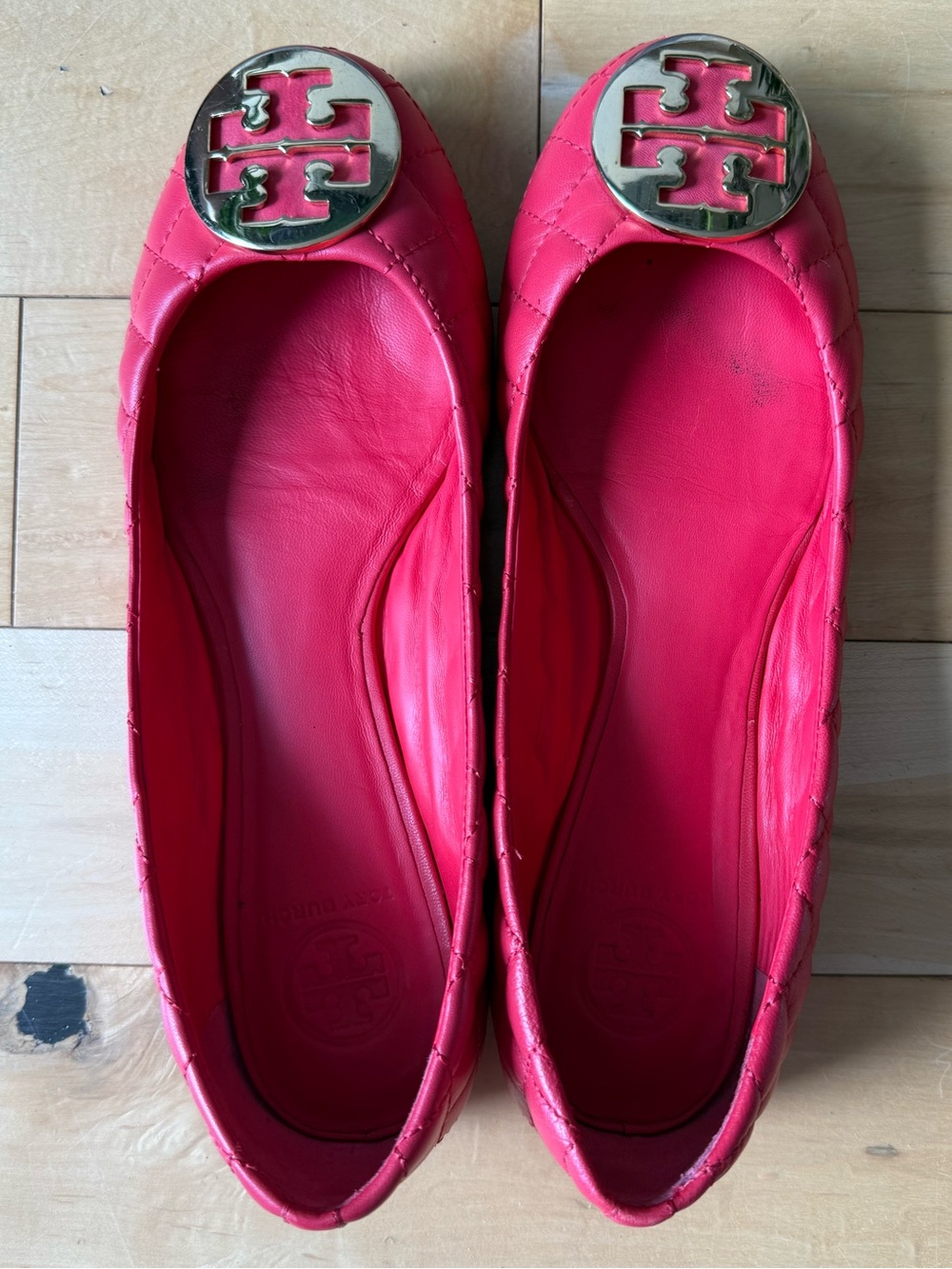 Tory Burch Red Quilted Ballet Flats